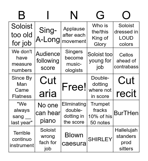 Messiah Bingo Card