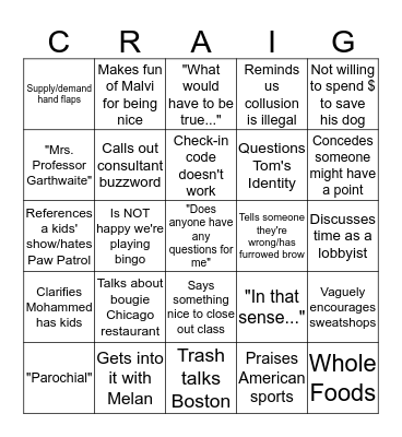 Strategy Bingo Card