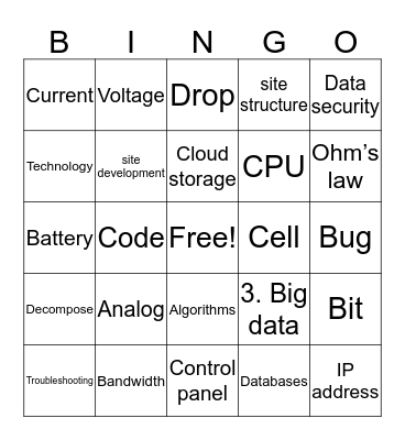 Vocab bingo Card