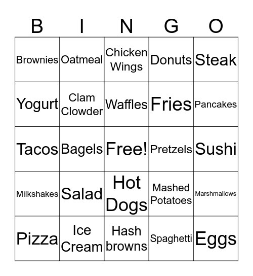 What's Your Favorite Food? Bingo Card