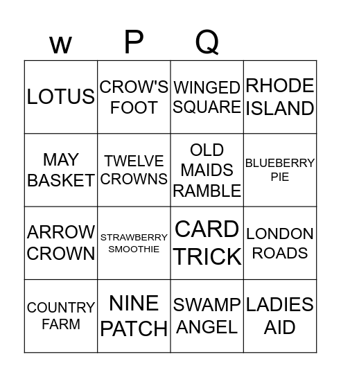 Patchwork Bingo Card