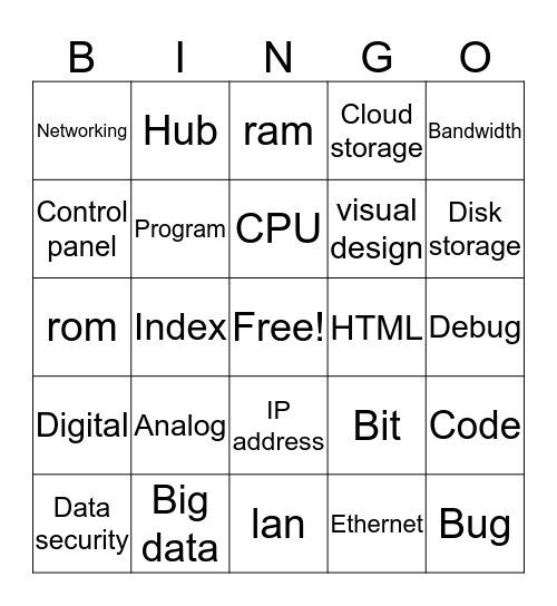 vocab Bingo Card