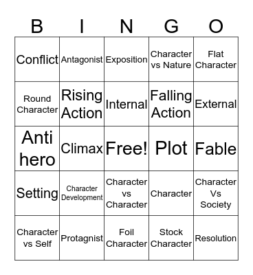 Literary Terms to Know Bingo Card