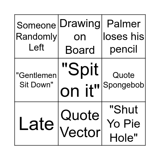 Miller's Class Bingo Card