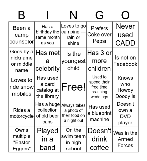 CWPA Bingo Card