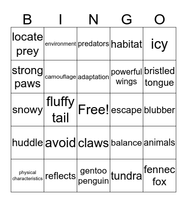 How do living things adapt? Bingo Card