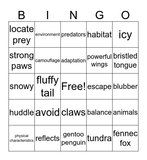 How do living things adapt? Bingo Card