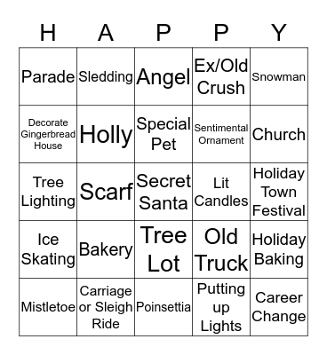 Holiday Movie Bingo Card