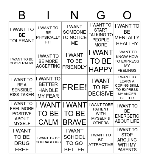 YOU ARE WHAT YOU DO Bingo Card