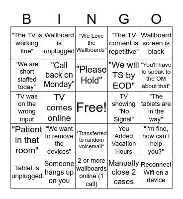 NOS Bingo Card