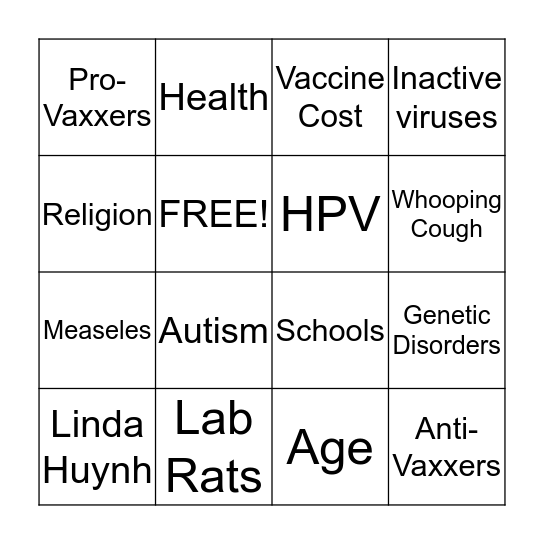 VACCINATION BINGO! Bingo Card