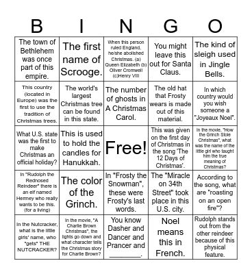 AFO Christmas BINGO Card