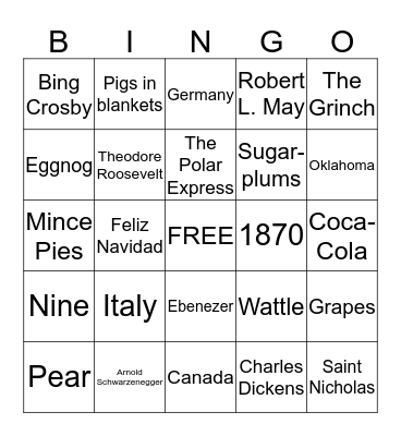 Christmas Trivia Bingo Card