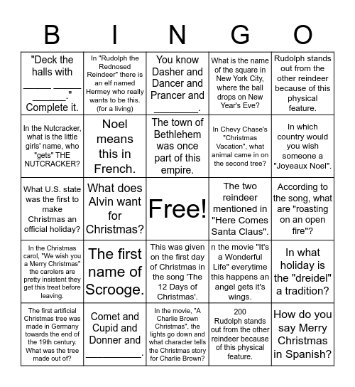 AFO ChristMas BINGO Card