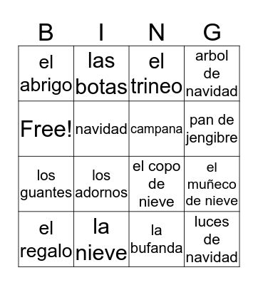 El invierno Bingo Card