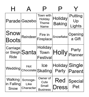 Holiday Movie Bingo Card