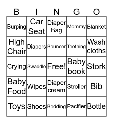 BABY SHOWER Bingo Card