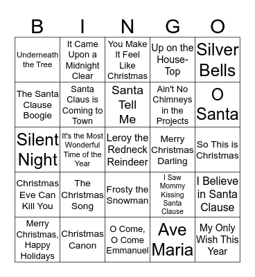 Christmas Musical Bingo Card