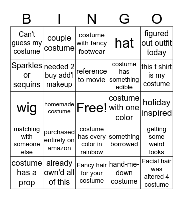 CNHP Halloween Holidays Bingo Card