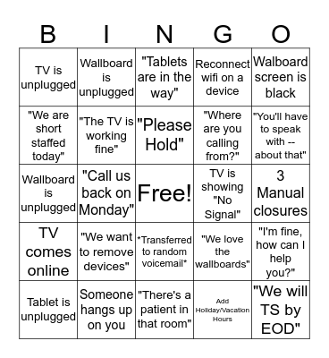 NOS Bingo Card