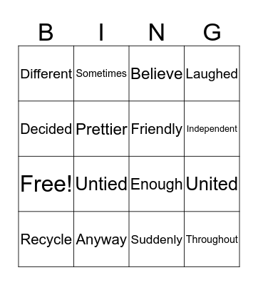 3rd Grade Sight Words Bingo Card