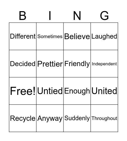 3rd Grade Sight Words Bingo Card