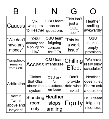 CGE Bargaining 12/6/19 Bingo Card