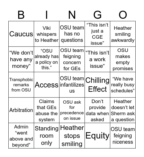 CGE Bargaining 12/6/19 Bingo Card