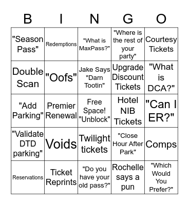 Vacation Planner Bingo Card