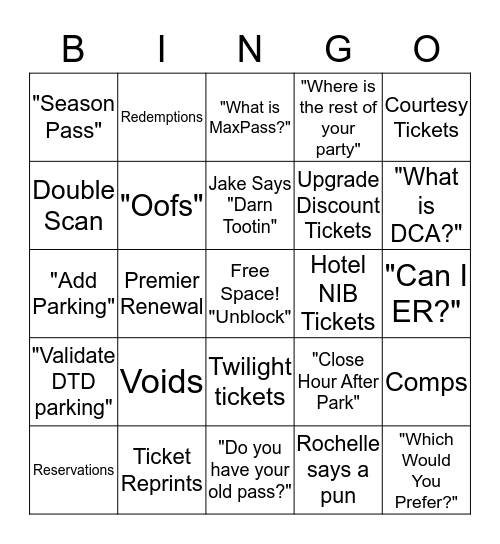 Vacation Planner Bingo Card