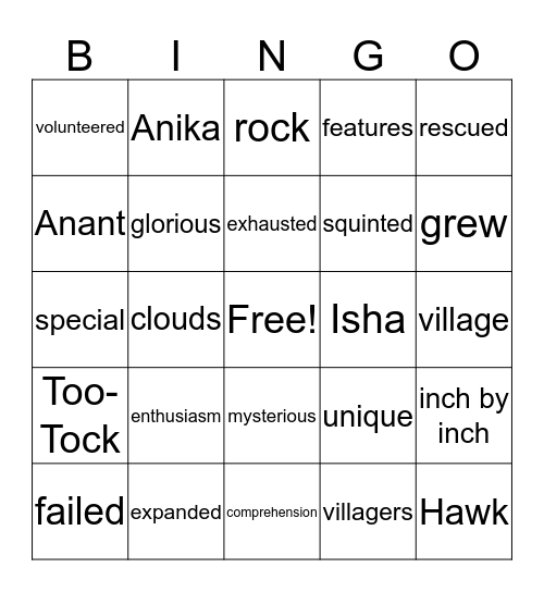 Inchworm's Tale Bingo Card