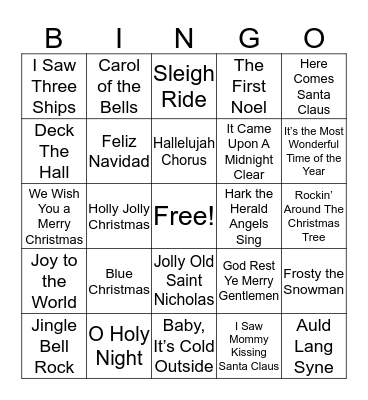 Meadows Christmas Bingo Card