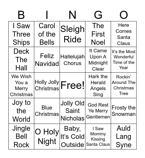Meadows Christmas Bingo Card