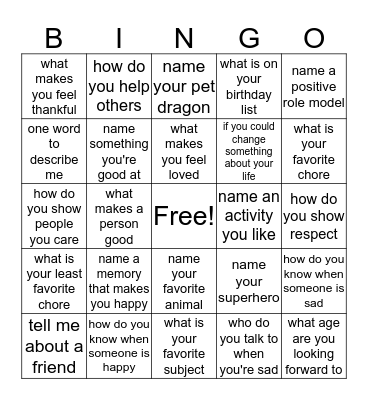 let's play bingo! Bingo Card