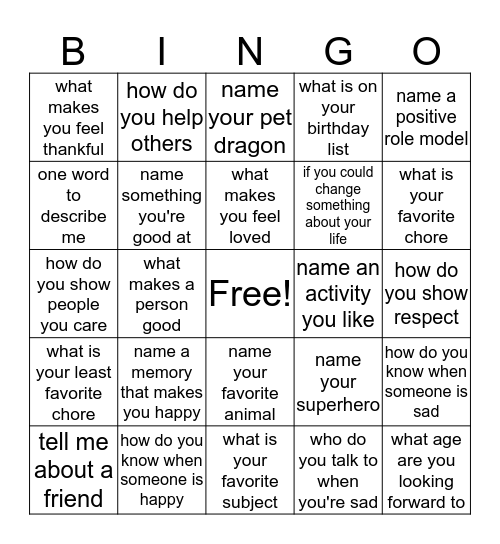 let's play bingo! Bingo Card
