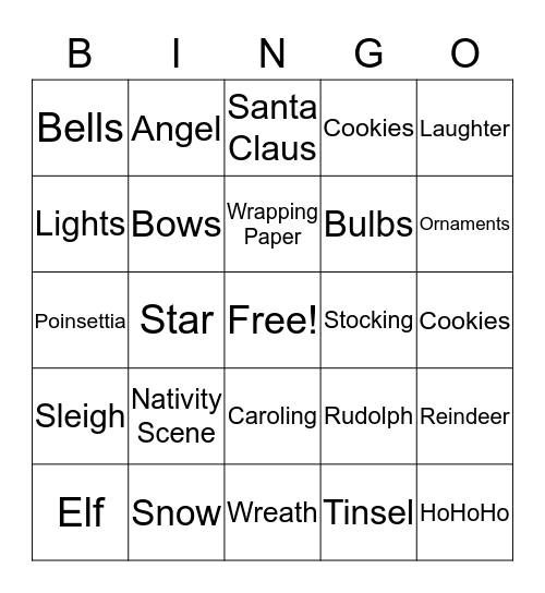 Christmas Bingo Card