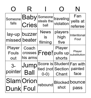 Band Basketball Bingo Card