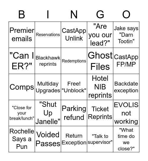 Vacation Planner Lead Bingo Card