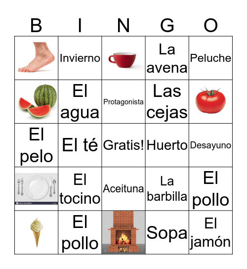 Bingo en español  Bingo Card