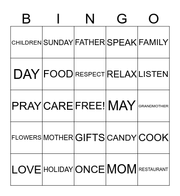 MOTHER'S DAY Bingo Card