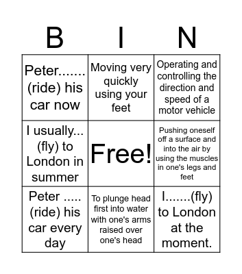 Unit 9. PRESENT CONTINUOUS AND SIMPLE. BE GOING TO. VERBS OF MOVEMENT. Bingo Card