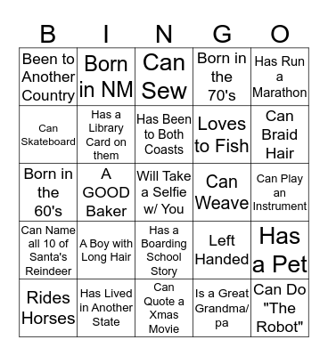 Meet & Greet Bingo Card