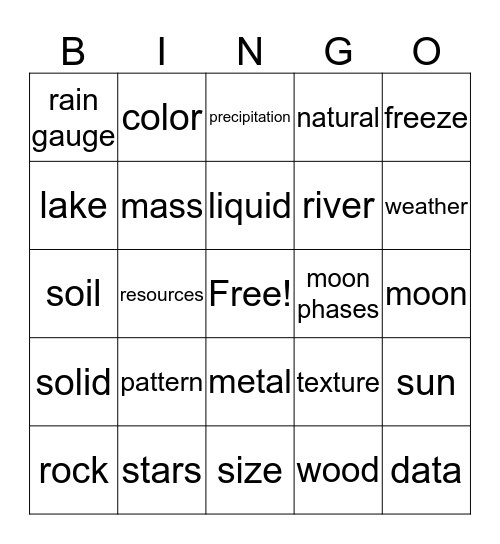 Science DCA Review Bingo Card