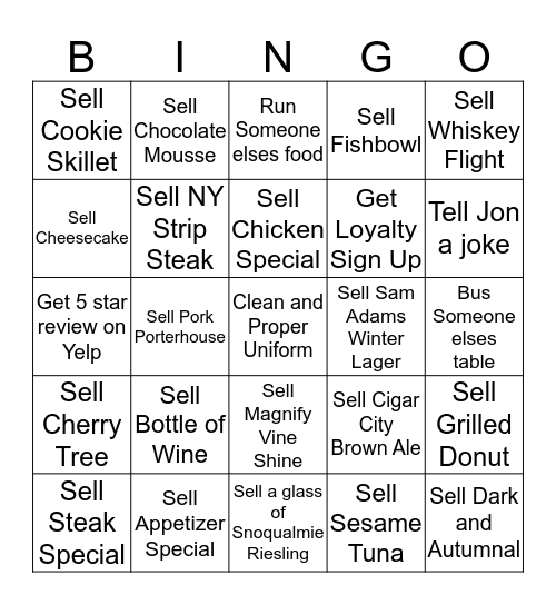 G&M Bingo Card