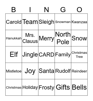 CARD Holiday Party 2019 Bingo Card