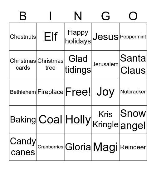 Holiday Bingo Card