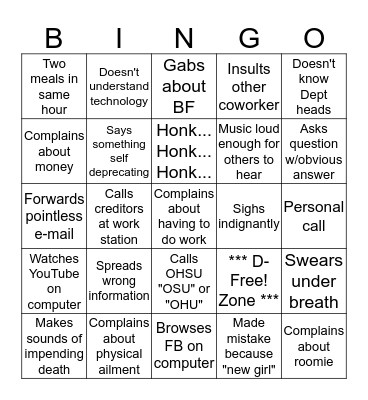 Got the D! Bingo Card