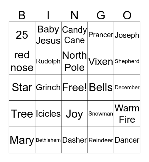 Christmas Bingo Card