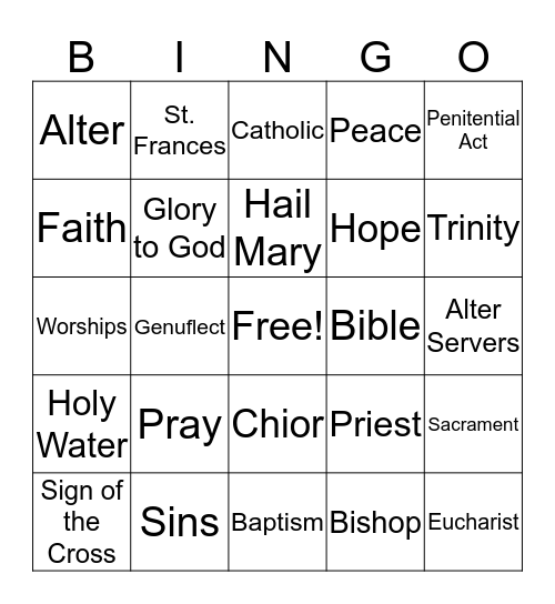 Church Bingo Card