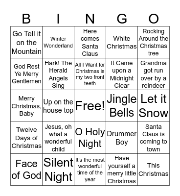 Christmas Bingo Card